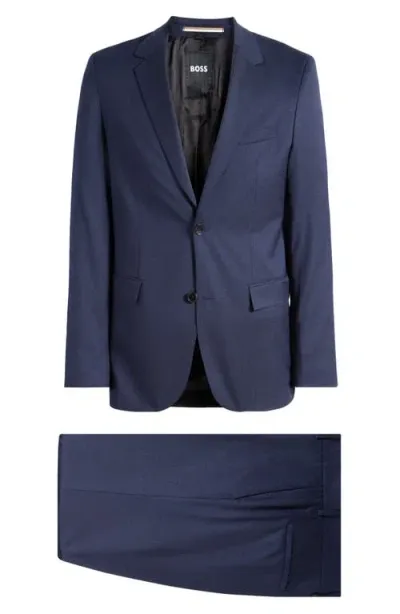 Hugo Boss Boss Houston Solid Wool Suit In Dark Blue