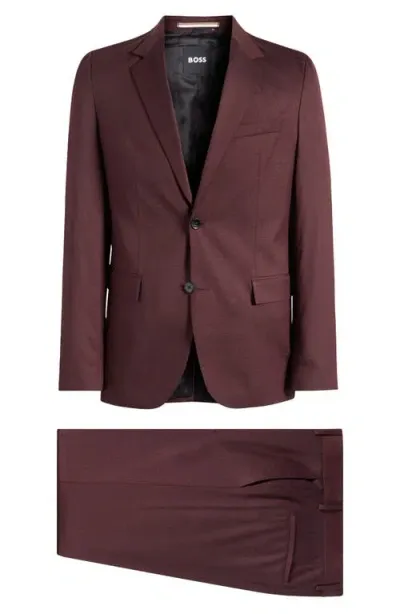 Hugo Boss Boss Houston Solid Wool Suit In Open Red