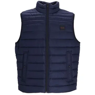 Hugo Boss Odeno Funnel-neck Padded Gilet In Blue