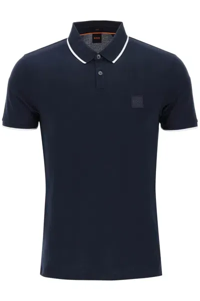 Hugo Boss Boss Slim Fit Piqué Polo Shirt With Tipped Men In Blue