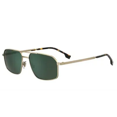 Hugo Boss Boss Square Pilot Sunglasses, 58mm In Gold/green Mirrored Solid