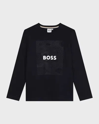 Hugo Boss Kids' Boy's Classic Logo-print T-shirt In Navy