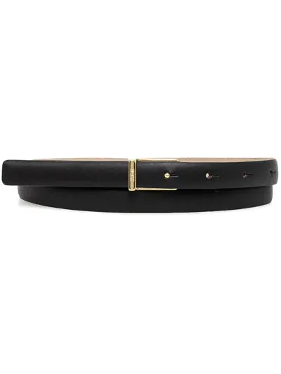 Hugo Boss Logo-loop Leather Belt In Black