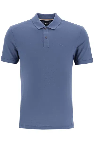 Hugo Boss Organic Cotton Pallas Polo Shirt In Blue