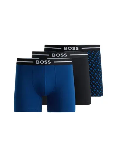 Hugo Boss Pack Of Three Boxers In Multicolour