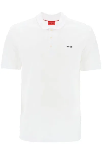 Hugo Cotton Piquã© Donos Polo Shirt In White