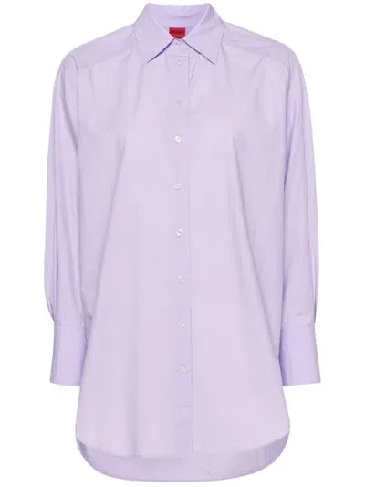 Hugo Cotton Poplin Shirt In Purple