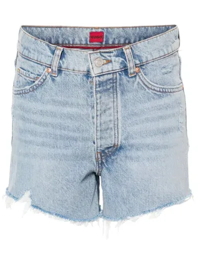 Hugo Distressed Denim Shorts In Blue