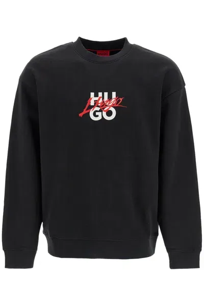 Hugo Logo Crewneck Sweatshirt In Black