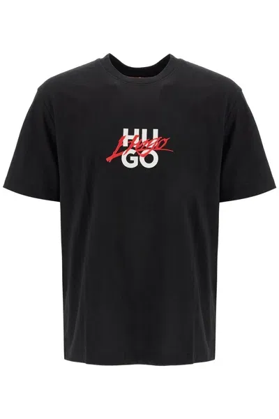 Hugo Logo Crewneck T Shirt In Gray