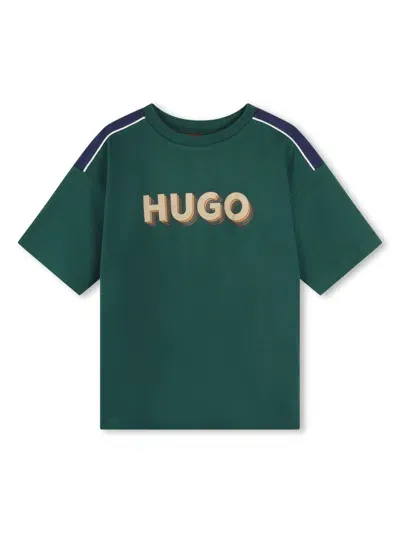 Hugo Kids' Logo-print Cotton T-shirt In Green