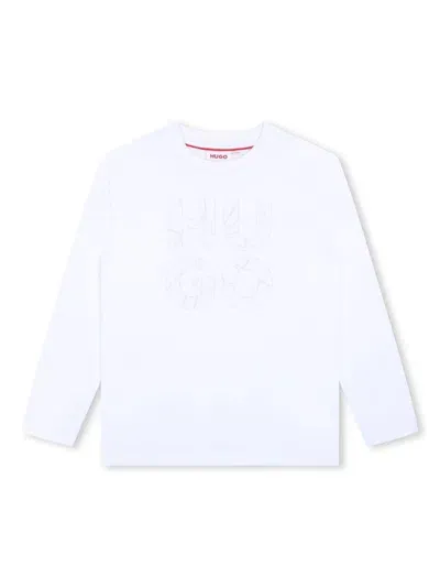 Hugo Kids' Logo-print Cotton T-shirt In White