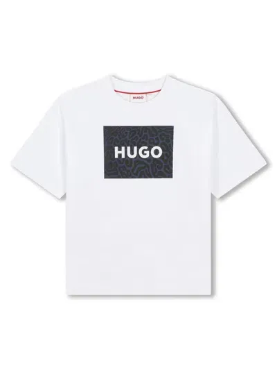 Hugo Kids' Logo-print Cotton T-shirt In White