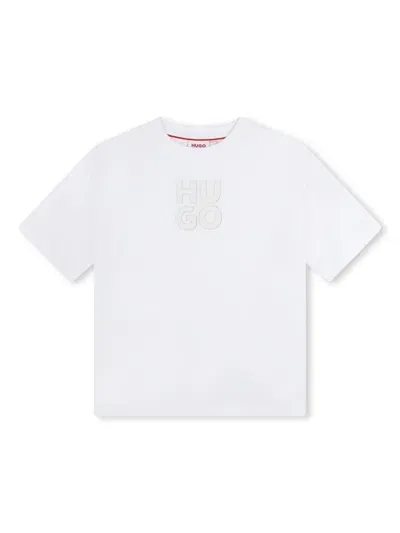 Hugo Kids' Logo-print Cotton T-shirt In White