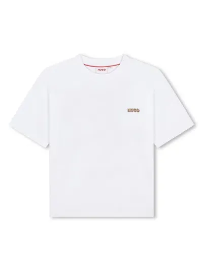 Hugo Kids' Logo-print Cotton T-shirt In White