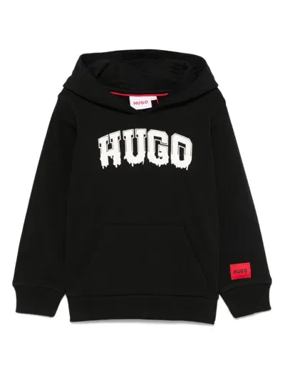 Hugo Kids' Logo-print Hoodie In Black