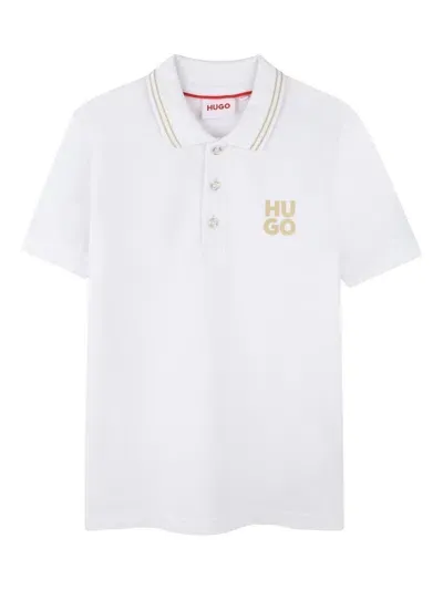 Hugo Kids' Logo-print Polo Shirt In White