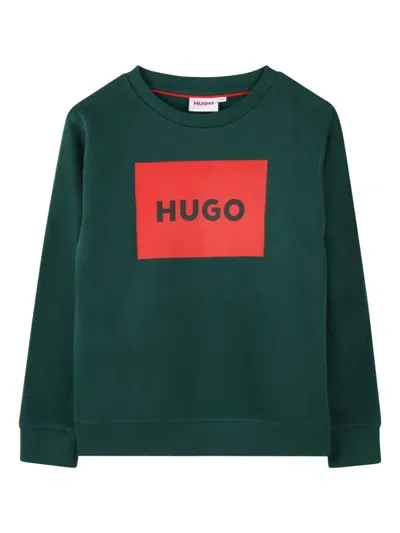 Hugo Kids' Logo-print Sweatshirt In Green