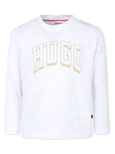 Hugo Kids' Logo-print Sweatshirt In White