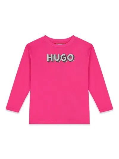 Hugo Kids' Logo-print T-shirt In Pink