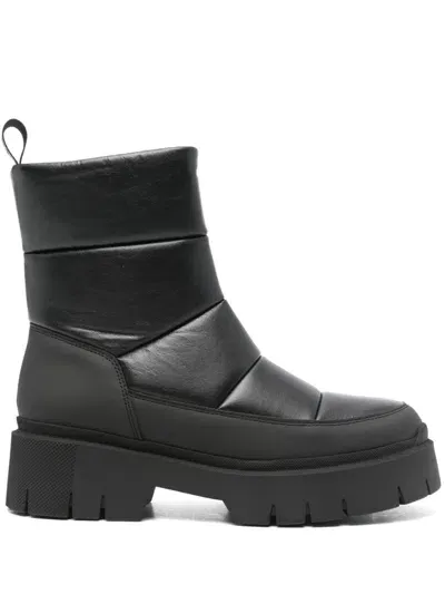 Hugo Padded Faux-leather Boots In Black