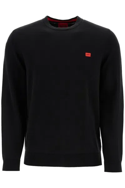 Hugo Organic-cotton Sweater With Red Logo Label