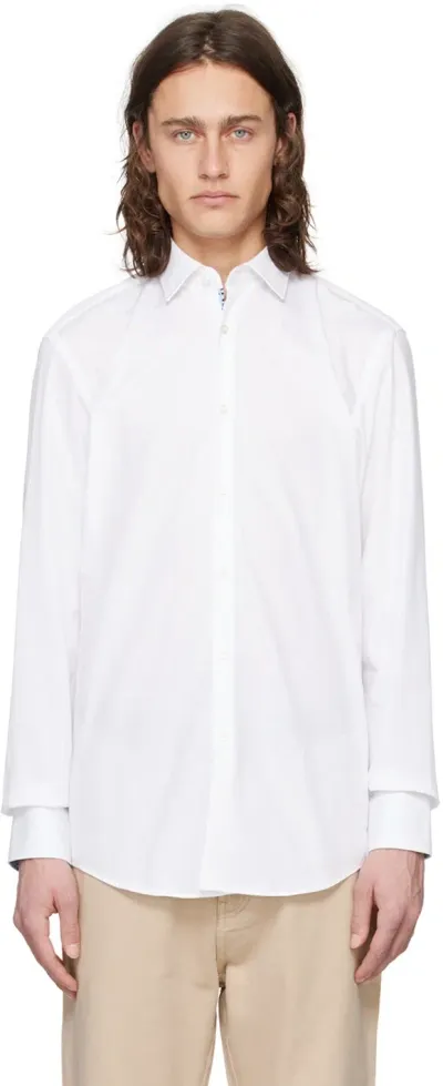 Hugo White Spread Collar Shirt In 199-open White