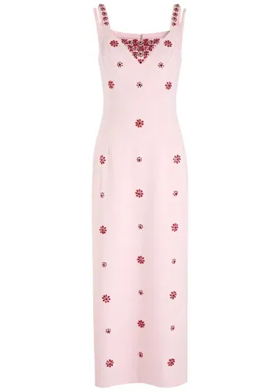 Huishan Zhang Arlene Crystal-embellished Midi Dress In Pink