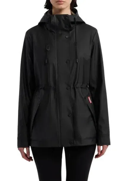 Hunter Short Rubberized Waterproof Rain Jacket In Black