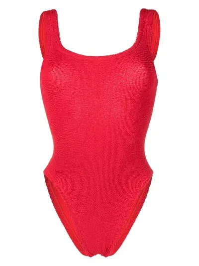 Hunza G Low-back Textured Swimsuit In Red