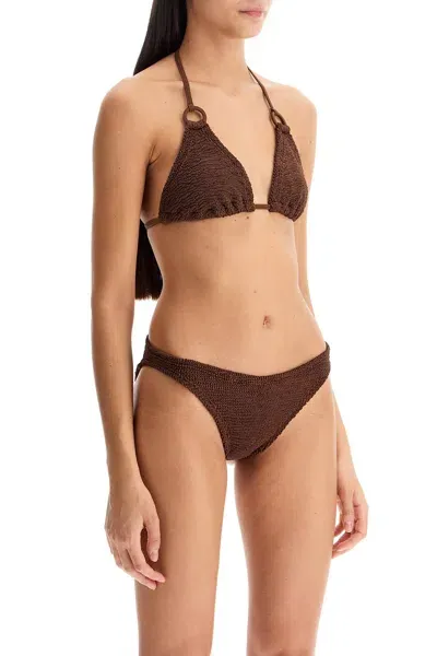 Hunza G Eva Shirred Bikini In Brown