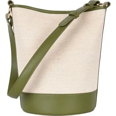 Hyer Goods Canvas Convertible Bucket Bag In Linen/ Olive