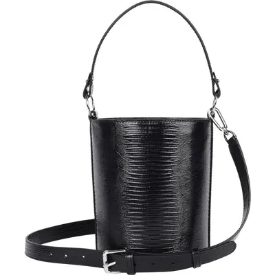 Hyer Goods Luxe Mini Bucket Bag In Black Lizard