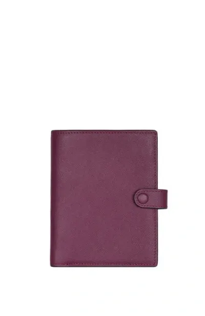 Hyer Goods Upcycled Leather Passport Wallet In Wine Saffiano