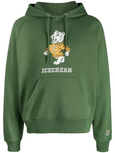 Icecream Mascot-print Cotton-jersey Hoodie In Green