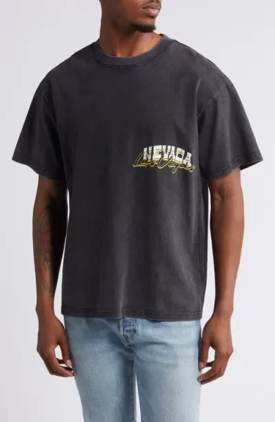 Id Supply Co Nevada Horns Oversize Stonewash Graphic T-shirt In Washed Black