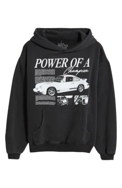 Id Supply Co Power Of A Champion Graphic Hoodie In Washed Black