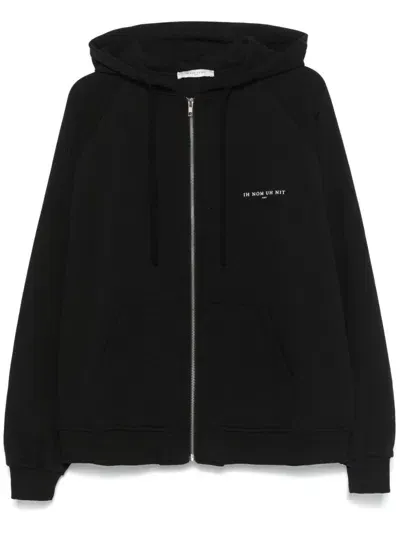 Ih Nom Uh Nit Palm-print Zip Hoodie In Black