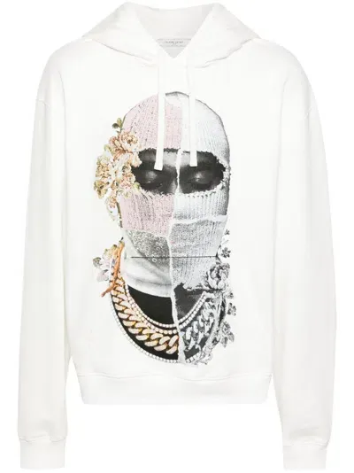 Ih Nom Uh Nit Newspaper Mask Cotton Hoodie In White