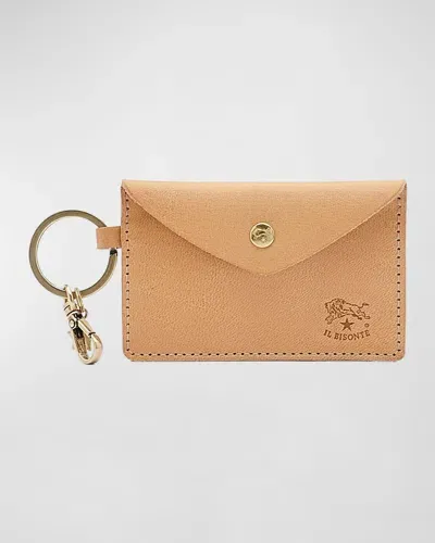 Il Bisonte Keyring Leather Card Holder In Natural