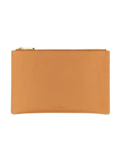 Il Bisonte Embossed-logo Detail Wallet In Beige