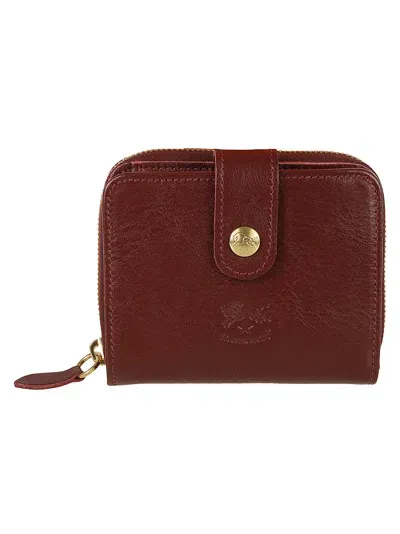 Il Bisonte Zip-around Logo Stamp Medium Wallet In Amarena