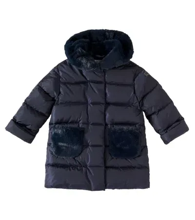 Il Gufo Kids' Faux Fur-trimmed Down Jacket In Blue