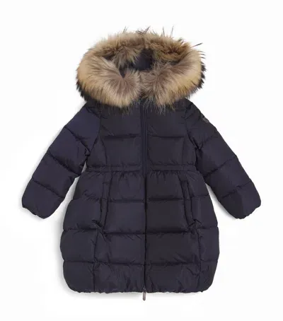 Il Gufo Kids' Fur-trim Down Coat In Blue