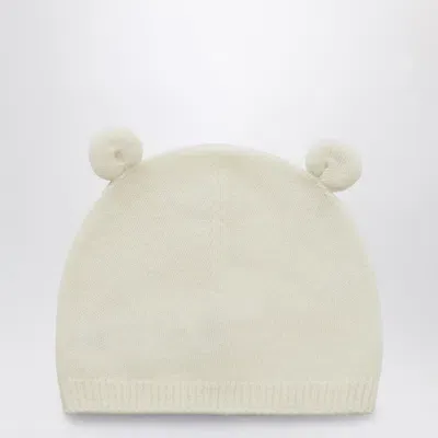 Il Gufo Ivory Wool Bonnet With Ears In White