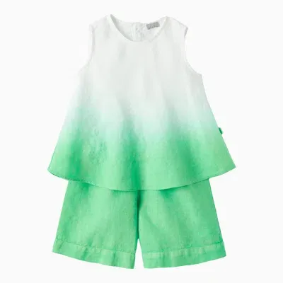 Il Gufo Kids' Linen Faded Lime Green Two-piece Suit