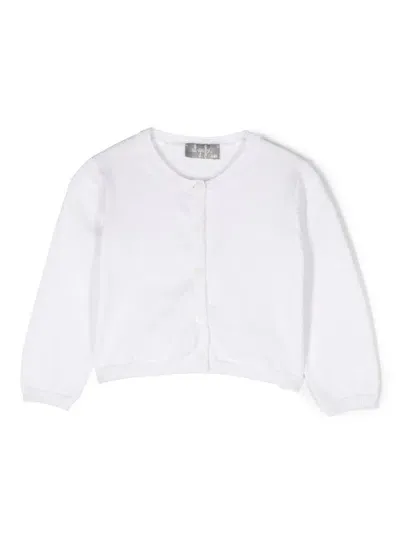 Il Gufo Kids' Plain Button-fastening Cardigan In White