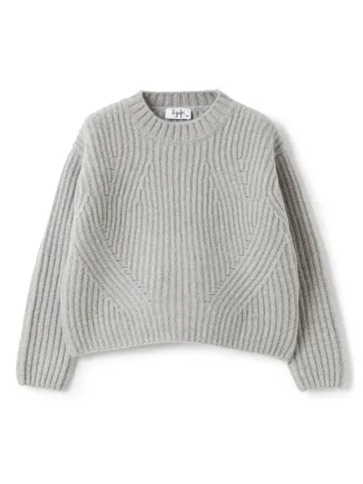 Il Gufo Kids' Ribbed-knit Jumper In Gray