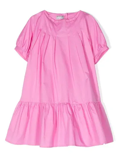 Il Gufo Kids' Stretch Cotton Satin Dress In Pink