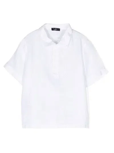 Il Gufo Babies' Short-sleeve Linen Polo Shirt In Weiss